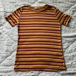 zara trafaluc retro orange striped t-shirt